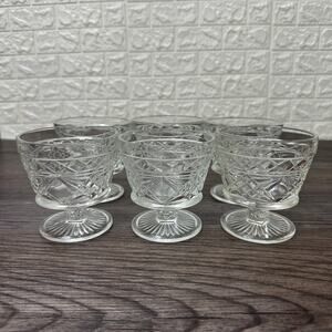 Hazel Atlas Gothic BigTop Peanut Butter Clear Pressed Glass Sherbet Dish Vtg MCM